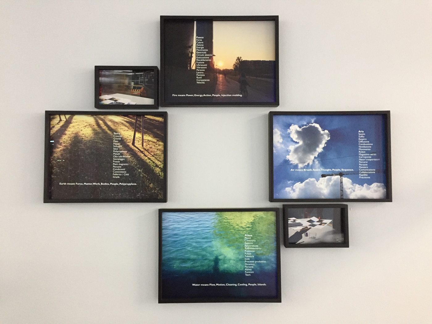 Fuoco, Aria, Acqua, Terra (Mondi nascosti), Fuoco, Aria, Acqua, Terra (Mondi Nascosti), 2018
Stampe digitali su carta fotografica
110 × 130 cm, Photo © Carla Della Beffa